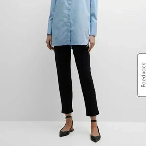 Eileen Fisher Washable Stretch Crepe Slim Ankle Pants Black Size S Rayon Nylon